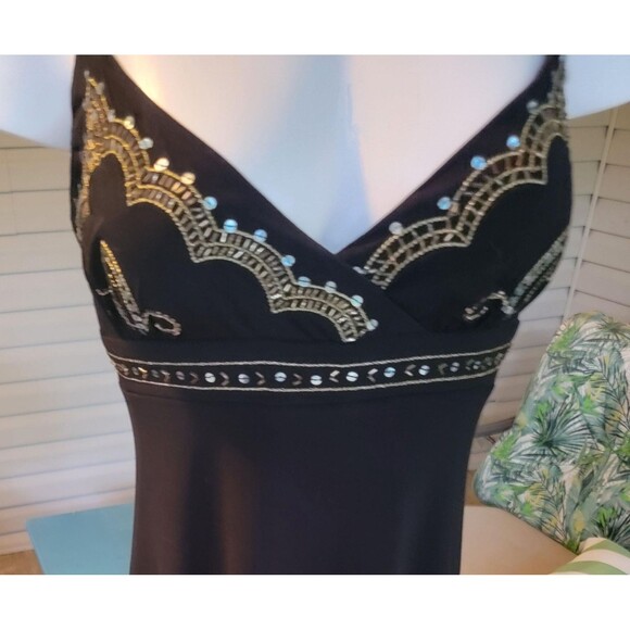 Gharani Stok London Fashion Designer Black Dress Sequin Bodice Elastane MINT, Sm - Picture 10 of 10